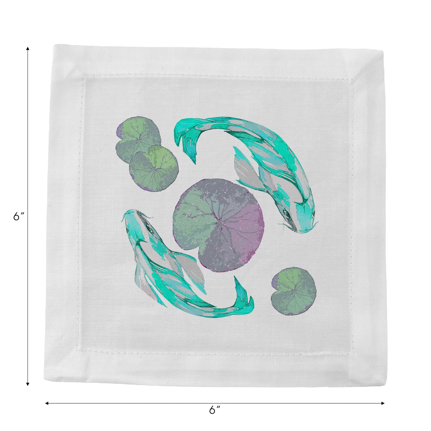 Koi Turquoise 6" Cocktail Napkins- nicolettemayer.com

