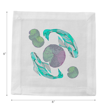 Koi Turquoise 6" Cocktail Napkins- nicolettemayer.com
