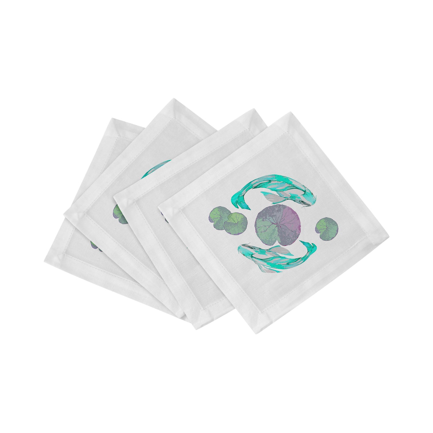 Koi Turquoise 6" Cocktail Napkins- nicolettemayer.com
