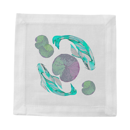 Koi Turquoise 6" Cocktail Napkins- nicolettemayer.com
