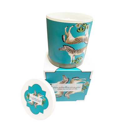 Zebra Seeing Double Teal Candle - nicolettemayer.com