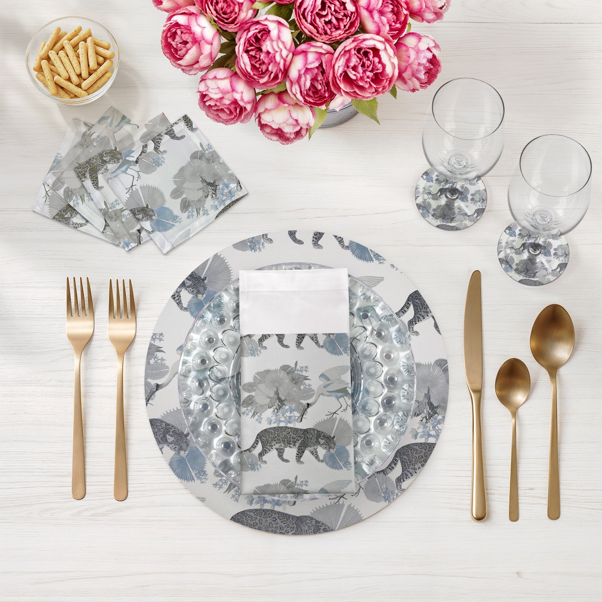 Leopard Walk Powder Vegan Leather Round Pebble Placemat - nicolettemayer.com