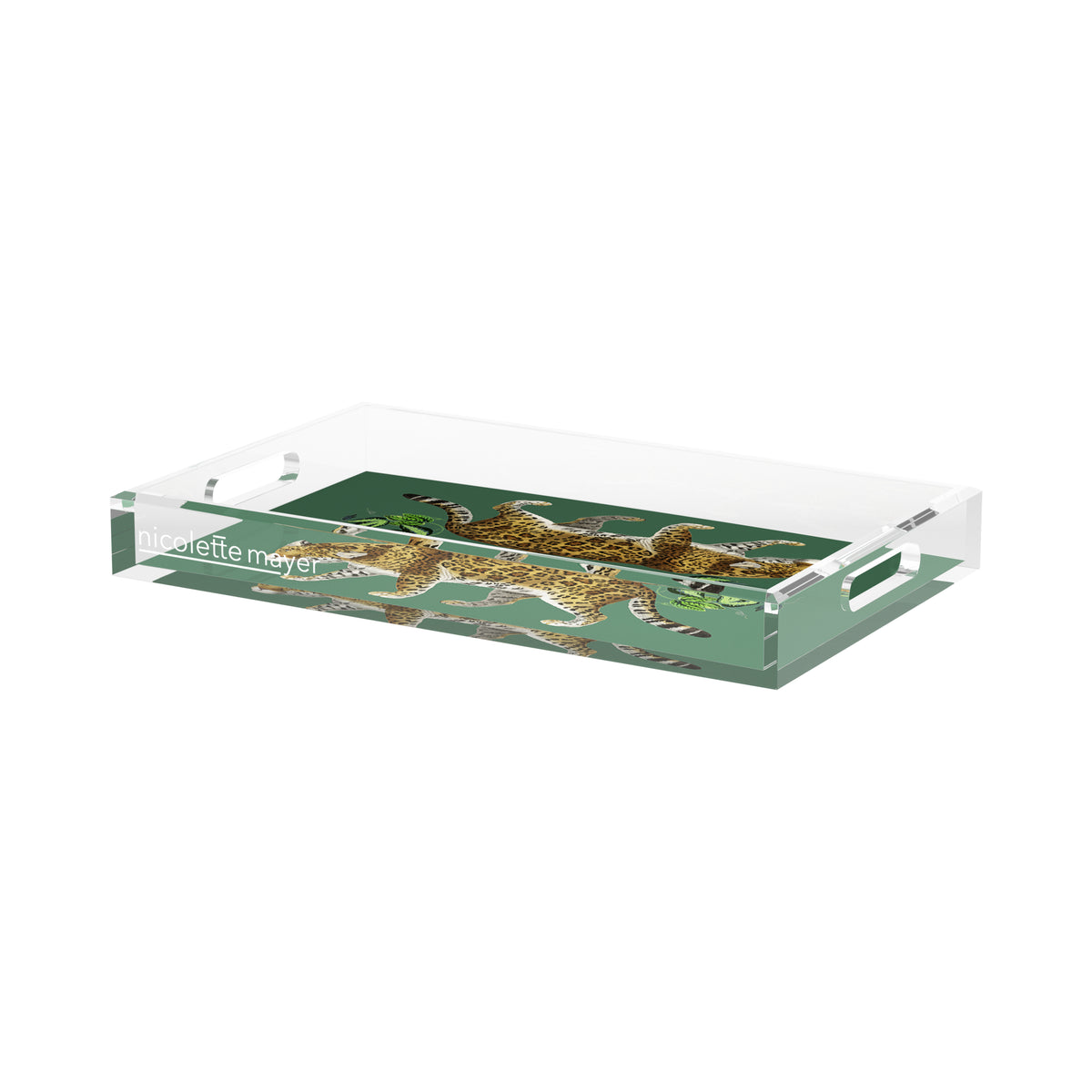 Leopard Seeing Double Acrylic Rectangle Decorative Tray, by Nicolette Mayer 
