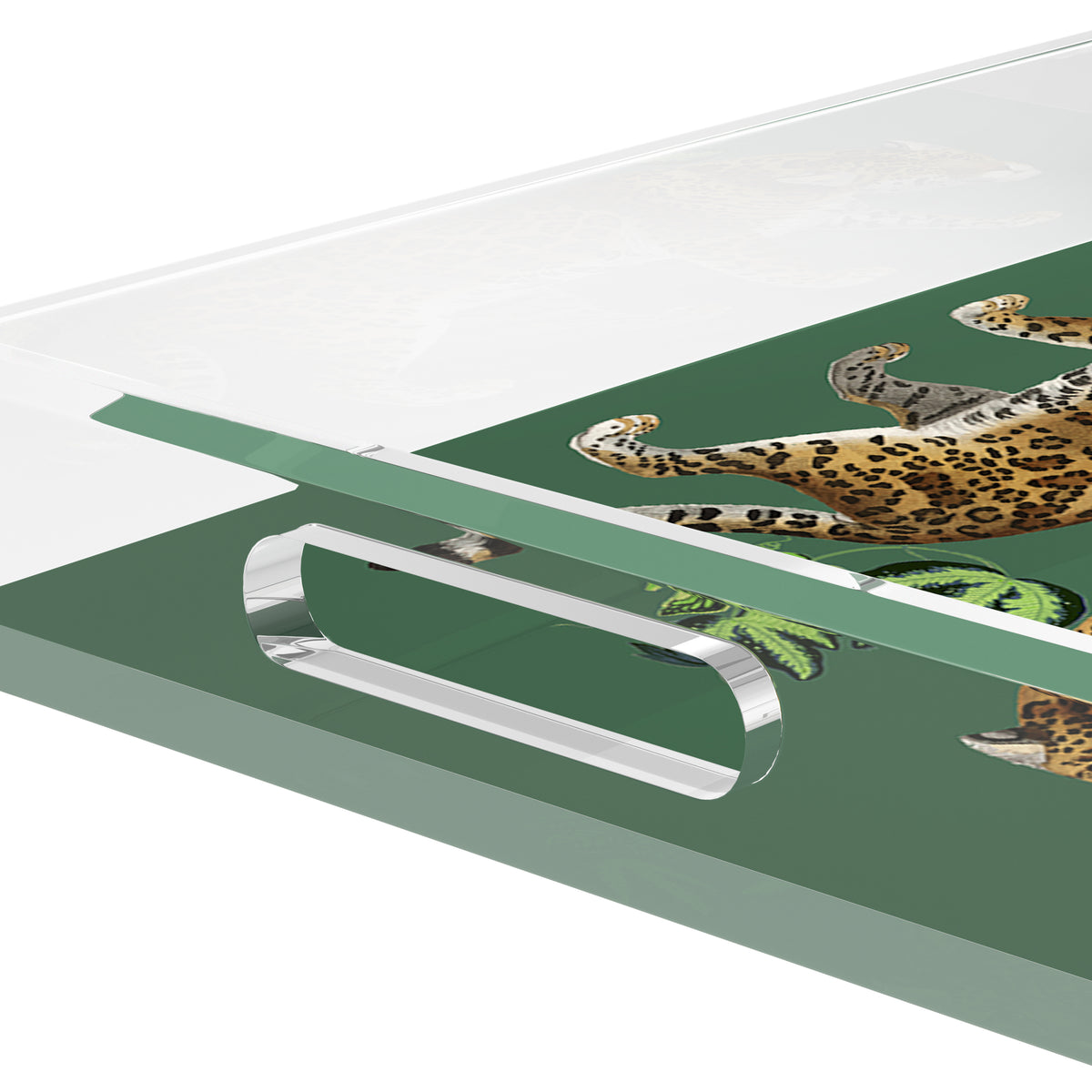 Leopard Seeing Double Acrylic Rectangle Decorative Tray, by Nicolette Mayer 