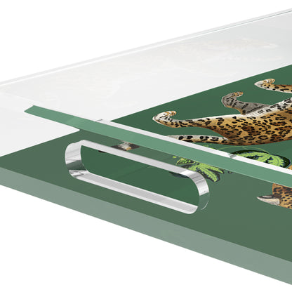 Leopard Seeing Double Acrylic Rectangle Decorative Tray, by Nicolette Mayer 