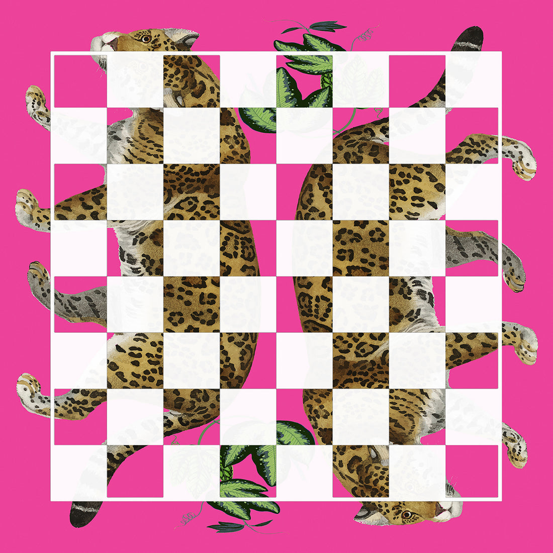 Leopard Seeing Double Hot Pink Acrylic Chess
