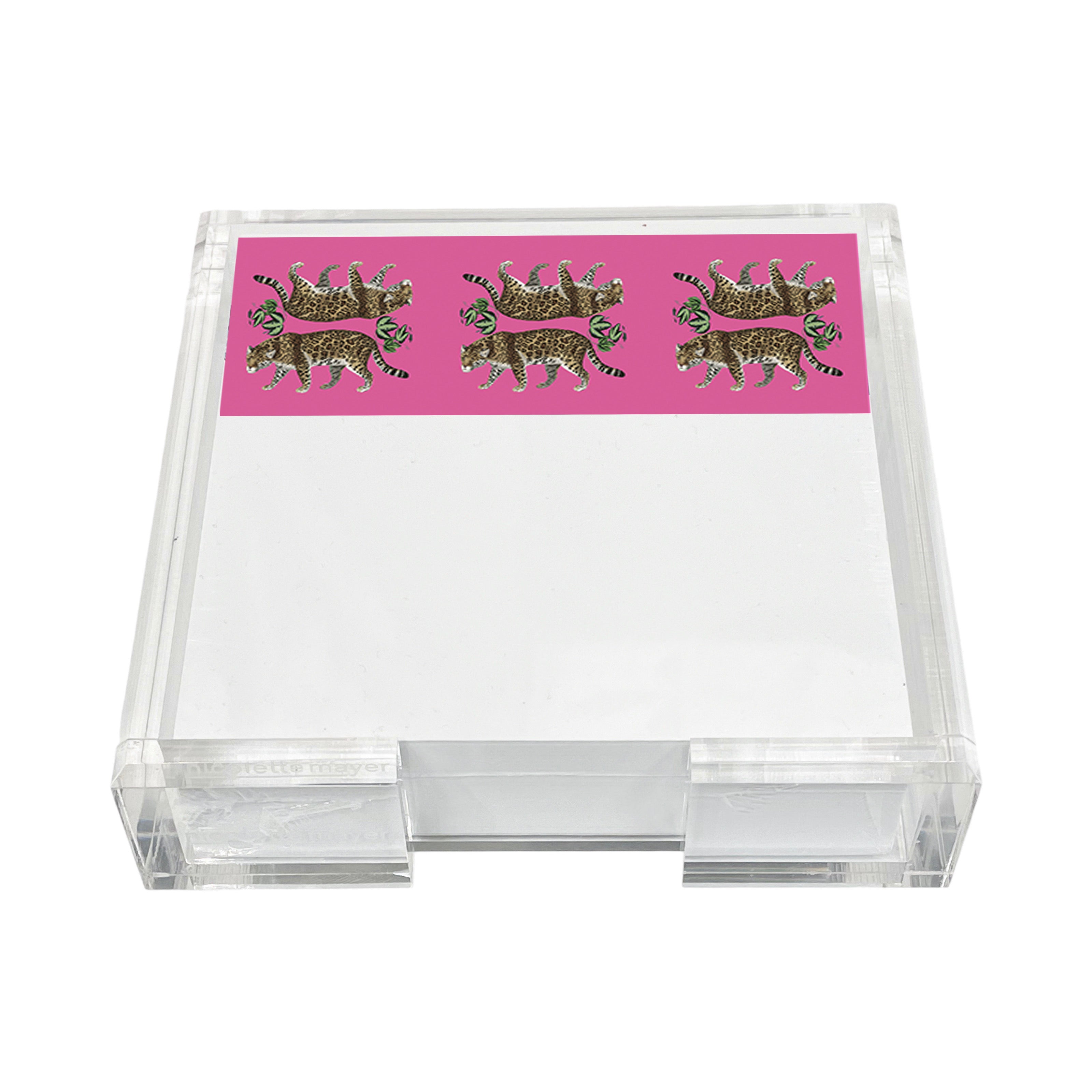 Leopard Seeing Double Hot Pink Note Cards With Acrylic Holder ...