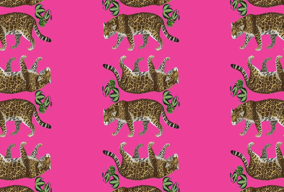 Leopard Seeing Double Hot Pink Paper Placemat Pad, One Set Of 24