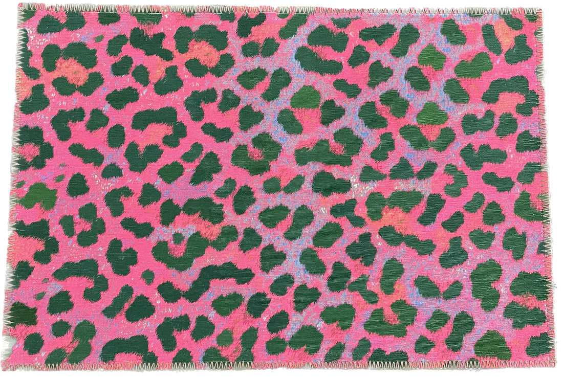 Leopard Skin Fushia Chenille Washables Rug