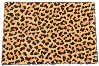 Tapis lavable en chenille naturelle en peau de léopard
