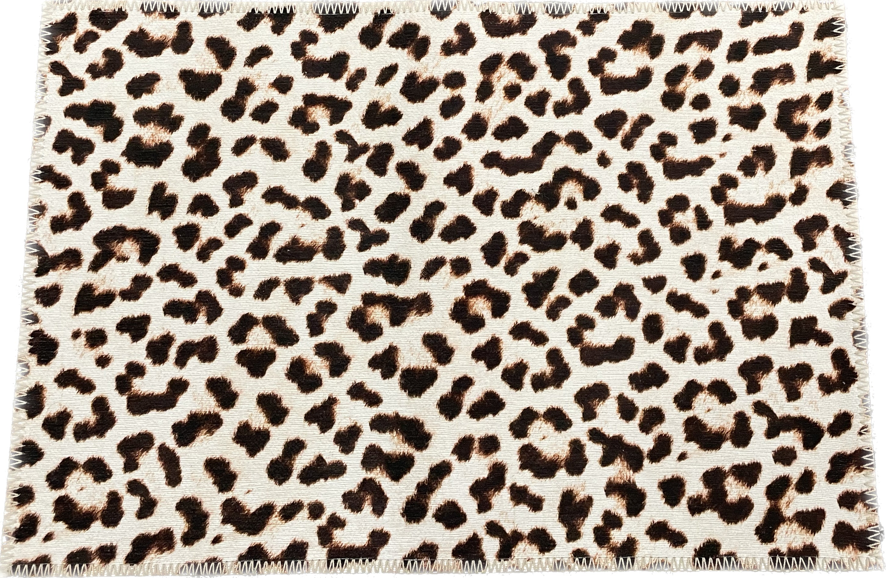 Leopard Skin Snow Chenille Washables Rug