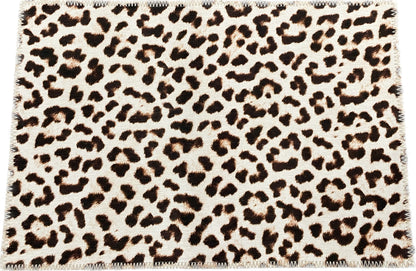 Leopard Skin Snow Microfiber Rectangle Washable Rug