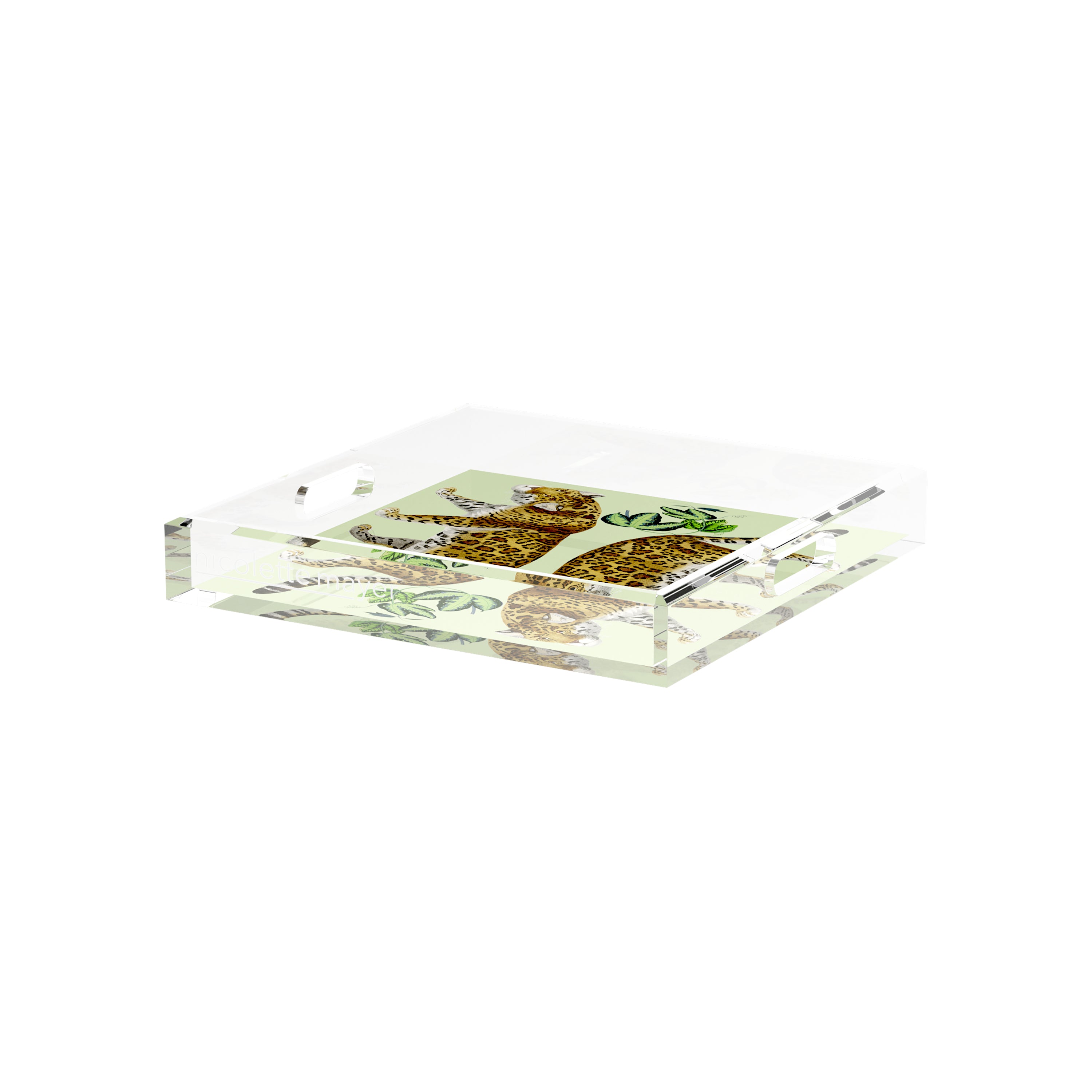 Leopard Seeing Double Avocado 12X12 Acrylic Tray - nicolettemayer.com
