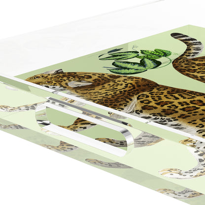 Leopard Seeing Double Avocado 15X15 Acrylic Tray - nicolettemayer.com
