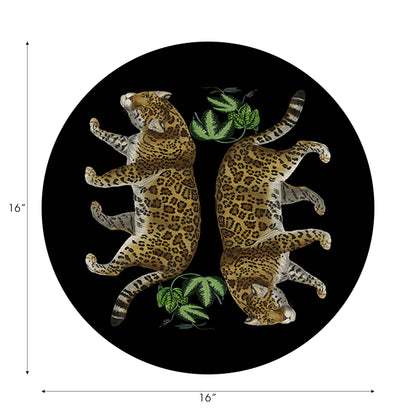 Lot de 4 sets de table ronds en galets motif léopard Seeing Double Black, 40 cm