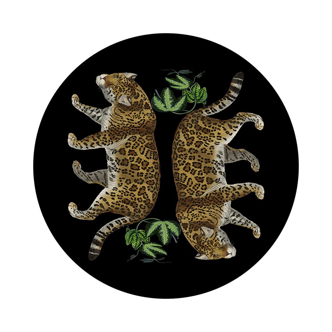 Leopard Seeing Double Black 16&quot; Round Pebble Placemat Set of 4 - nicolettemayer.com