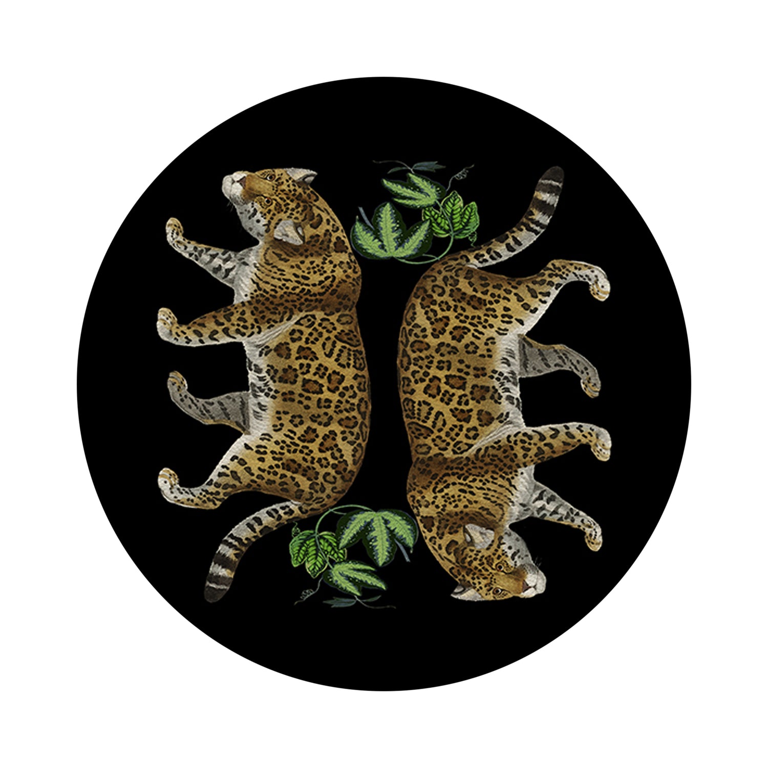 Leopard Seeing Double Black 16&quot; Round Pebble Placemats, Set of 4 - nicolettemayer.com
