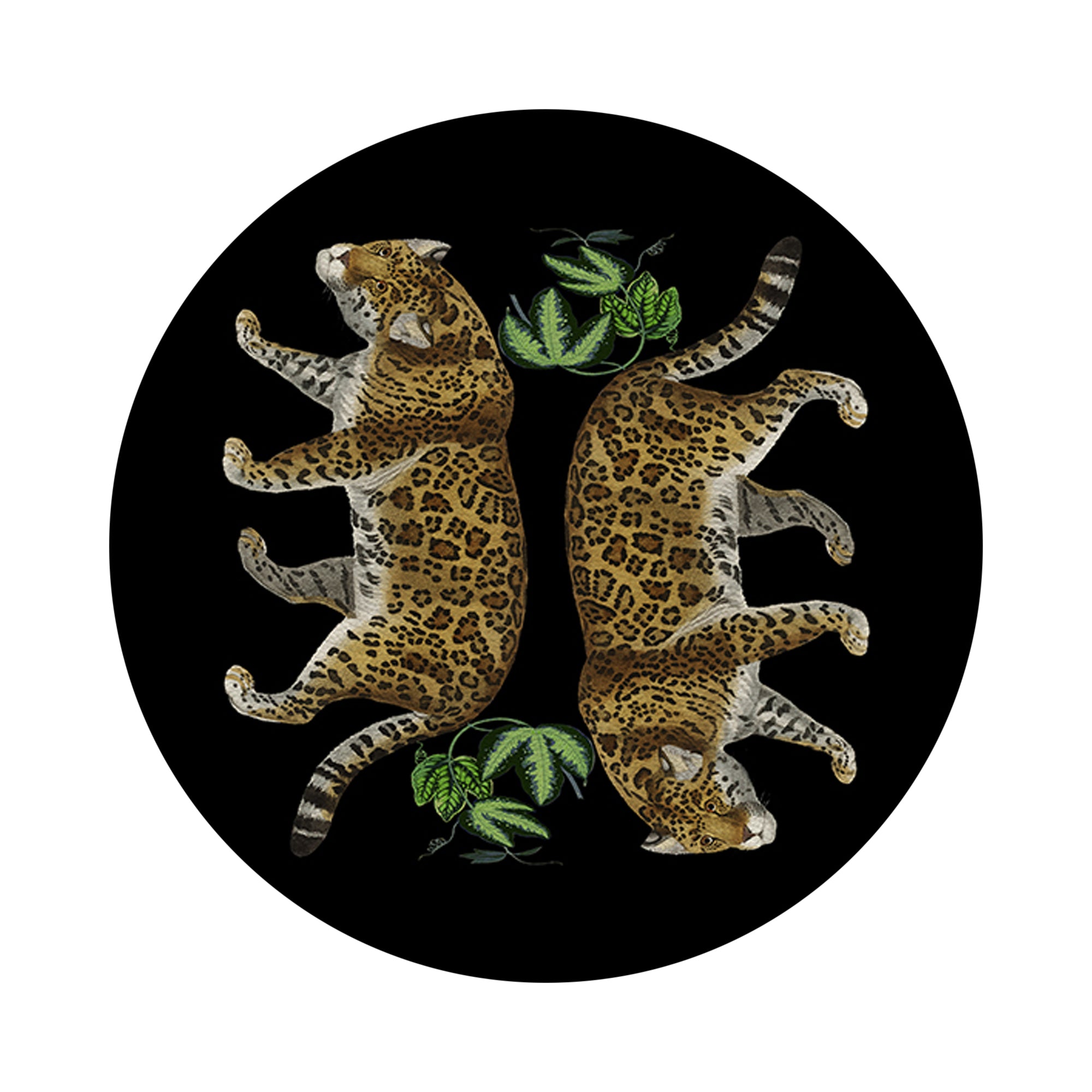 Leopard Seeing Double Black 16&quot; Round Pebble Placemats, Set of 4 - nicolettemayer.com

