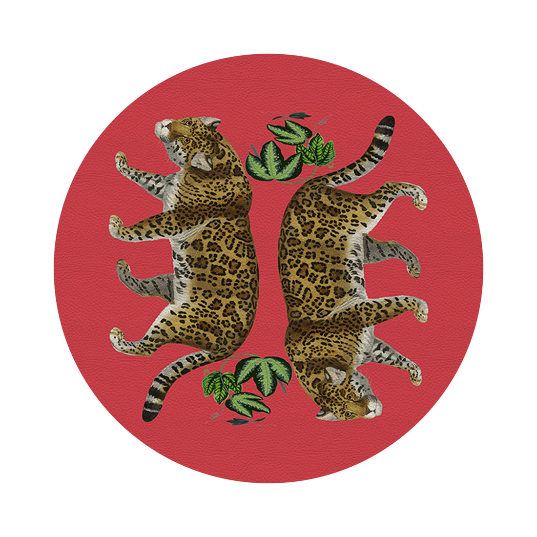 Leopard Seeing Double Crimson 16" Round Pebble Placemats, Set of 4 - nicolettemayer.com