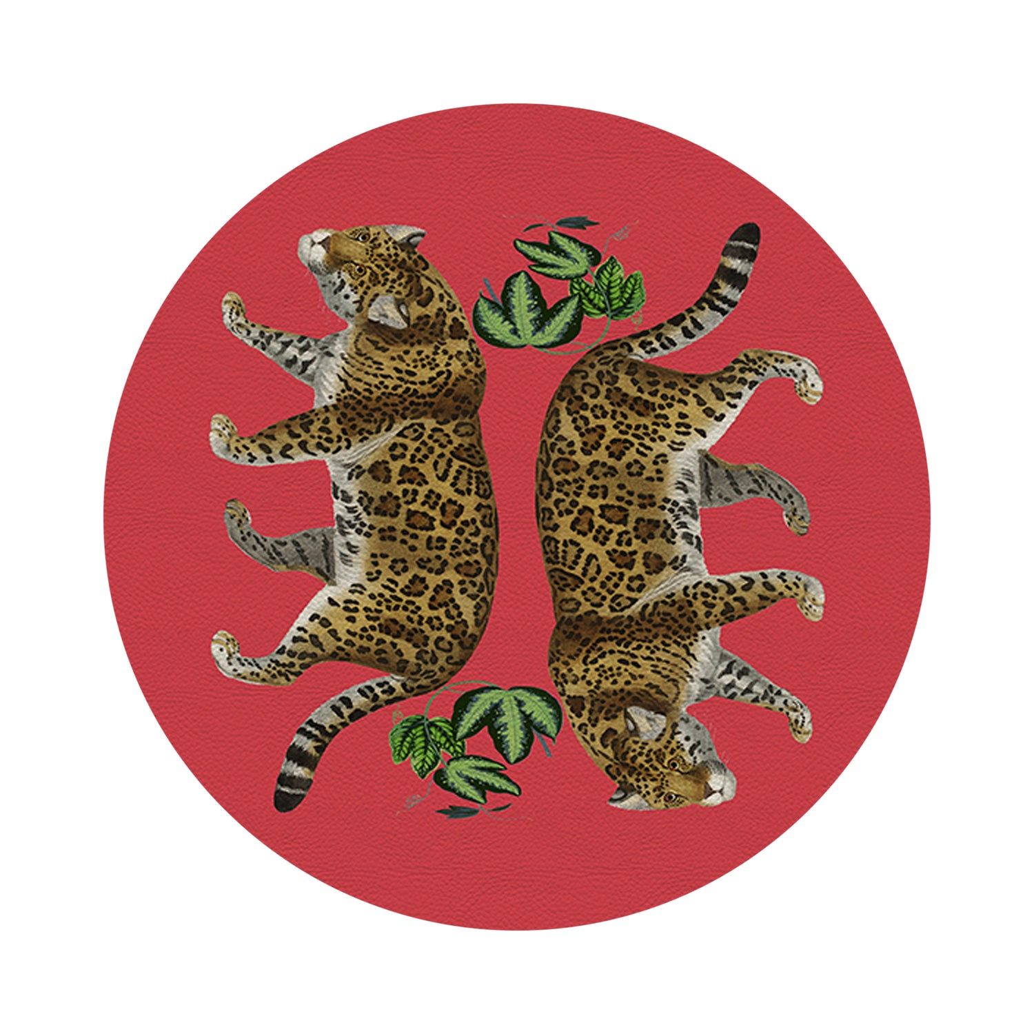 Leopard Seeing Double Crimson 16&quot; Round Pebble Placemats, Set of 4 - nicolettemayer.com

