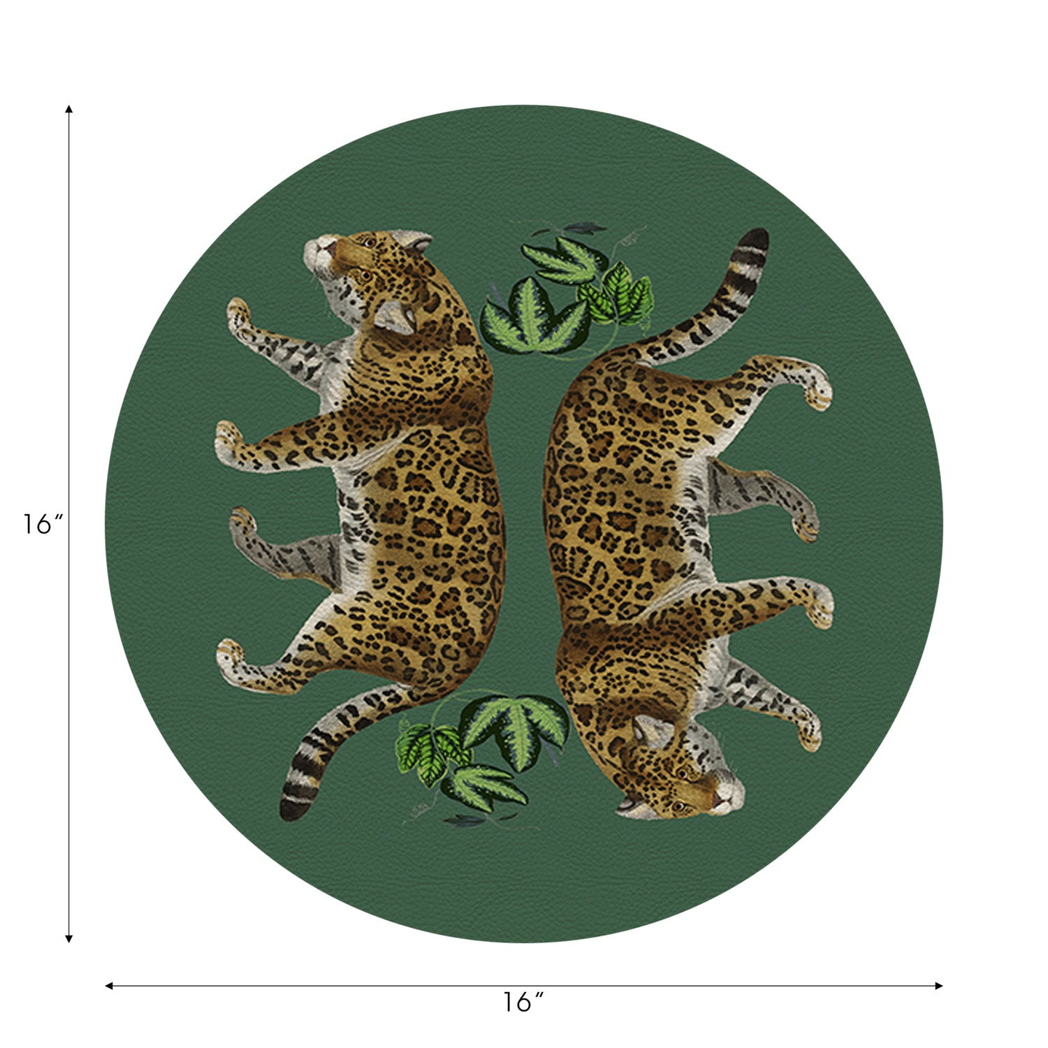 Leopard Seeing Double Evergreen Vegan Leather Round Pebble Placemat