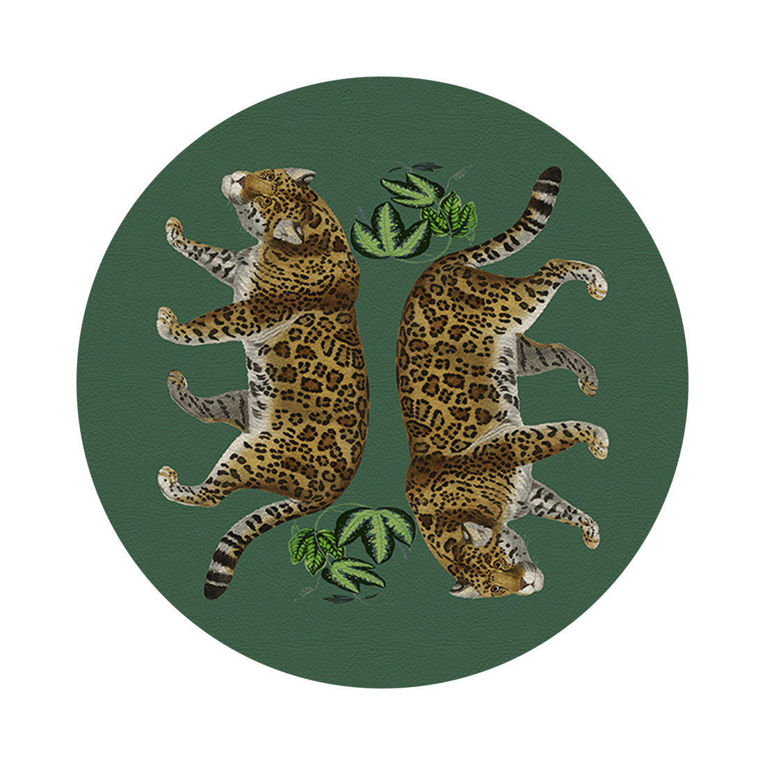 Leopard Seeing Double Evergreen 16&quot; Round Pebble Placemat Set of 4 - nicolettemayer.com
