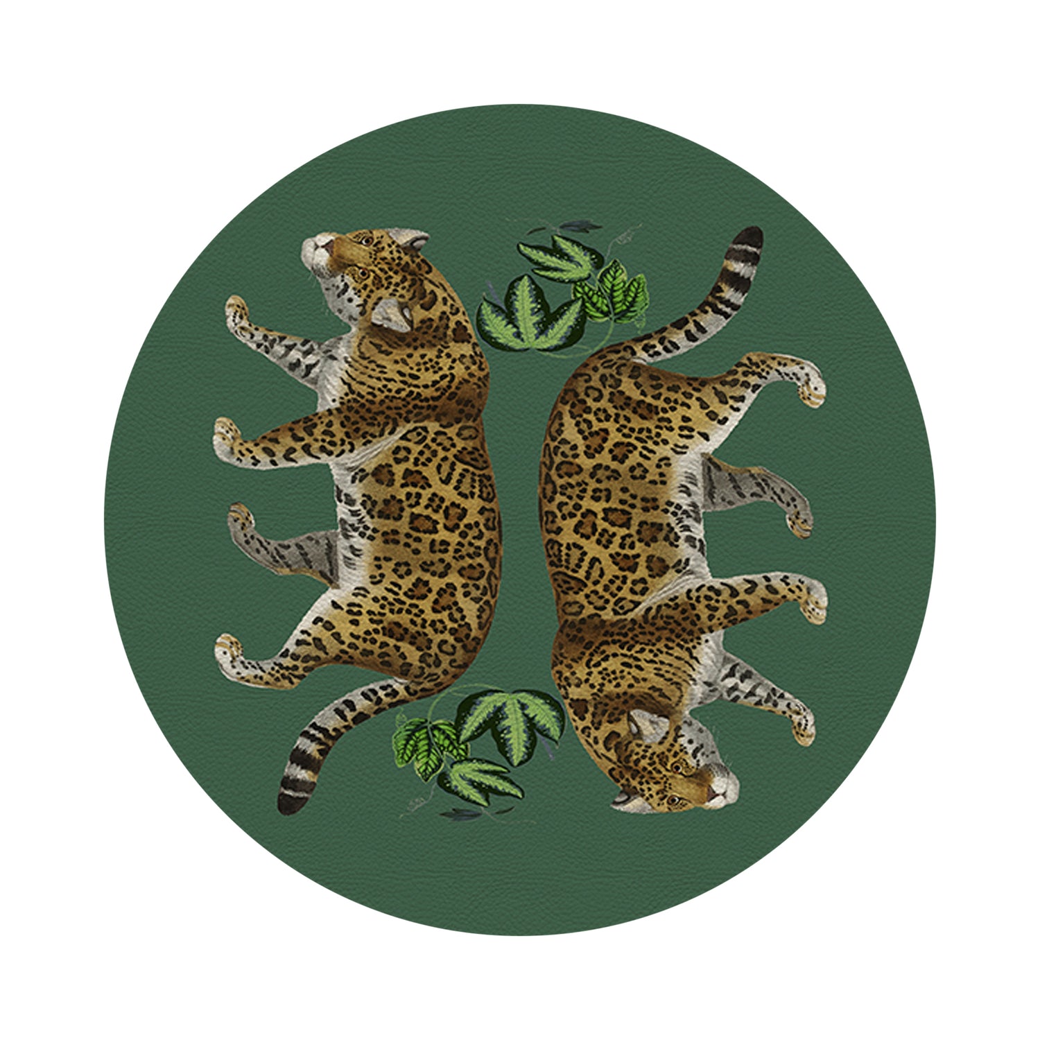 Leopard Seeing Double Evergreen 16&quot; Round Pebble Placemats, Set of 4 - nicolettemayer.com
