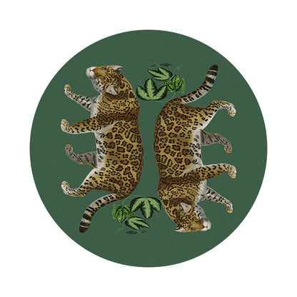 Leopard Seeing Double Evergreen 16&quot; Round Pebble Placemats, Set of 4 - nicolettemayer.com

