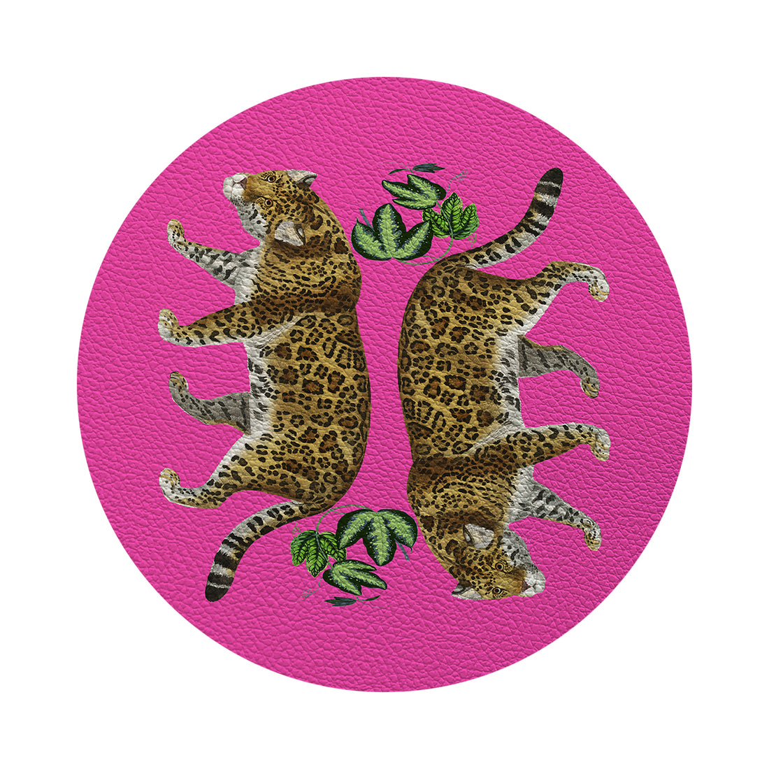 Leopard Seeing Double Hot Pink 16&quot; Round Pebble Placemat Set of 4 - nicolettemayer.com