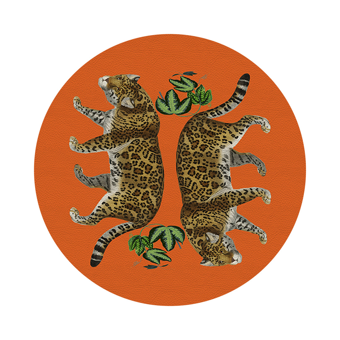 Leopard Seeing Double Orange 16&quot; Round Pebble Placemat Set of 4 - nicolettemayer.com