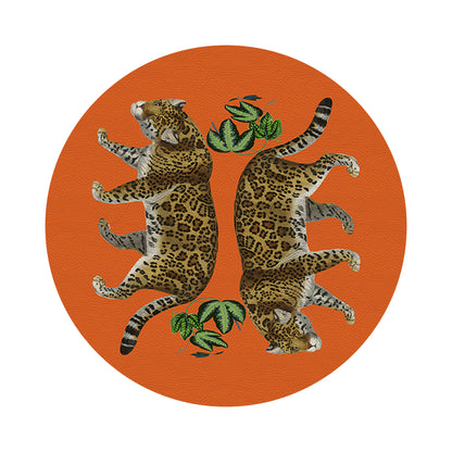 Leopard Seeing Double Orange 16&quot; Round Pebble Placemats, Set of 4 - nicolettemayer.com
