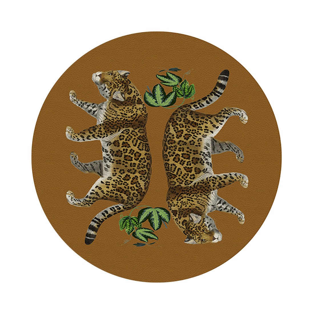 Leopard Seeing Double Safri 16&quot; Round Pebble Placemat Set of 4 - nicolettemayer.com