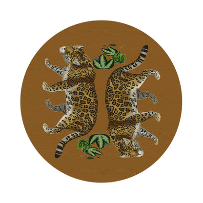 Leopard Seeing Double Safri 16&quot; Round Pebble Placemats, Set of 4 - nicolettemayer.com
