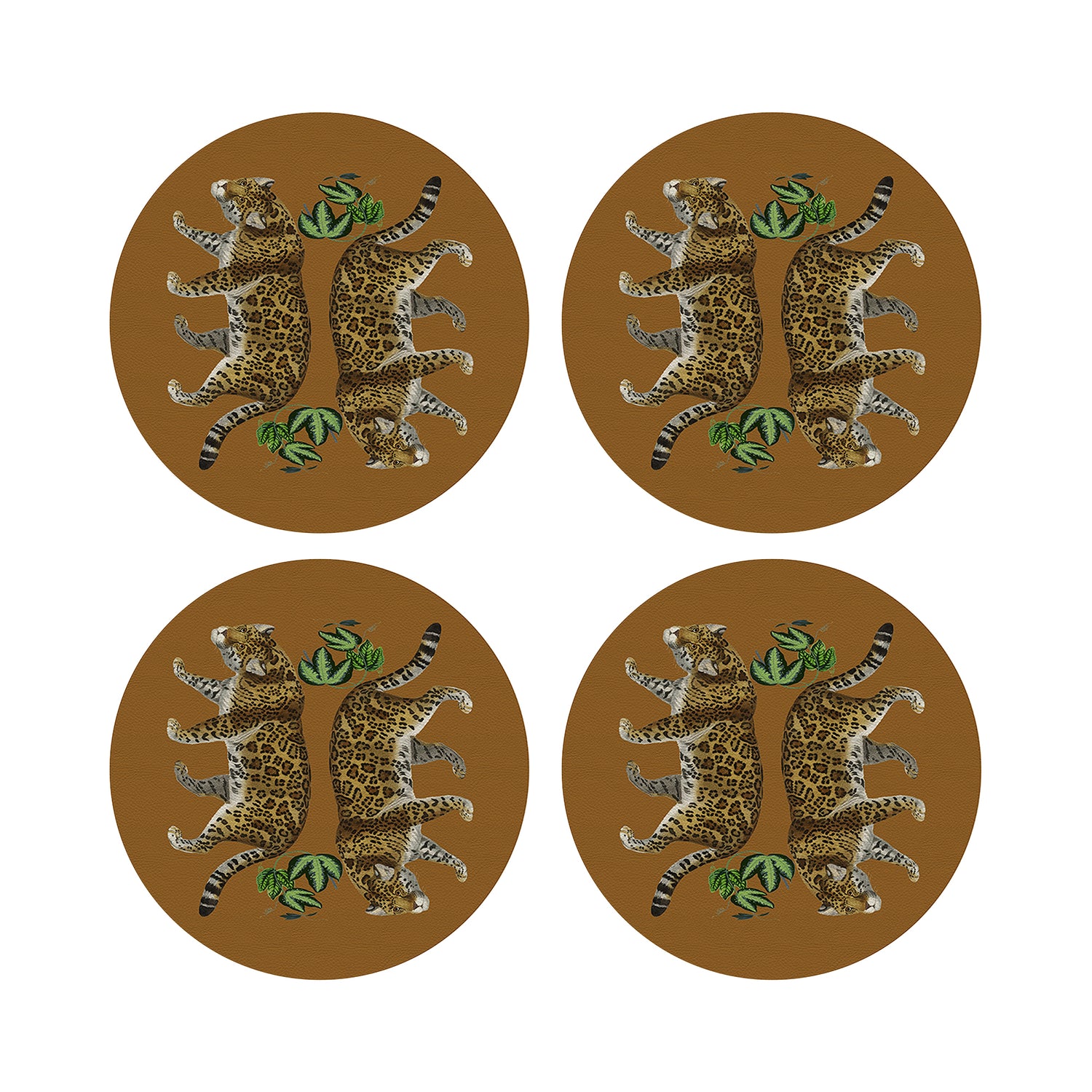 Leopard Seeing Double Safri 16&quot; Round Pebble Placemats, Set of 4 - nicolettemayer.com
