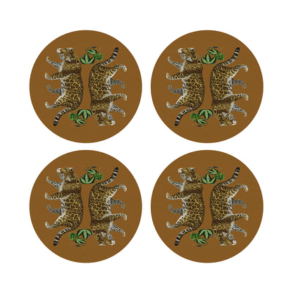 Leopard Seeing Double Safri 16&quot; Round Pebble Placemats, Set of 4 - nicolettemayer.com
