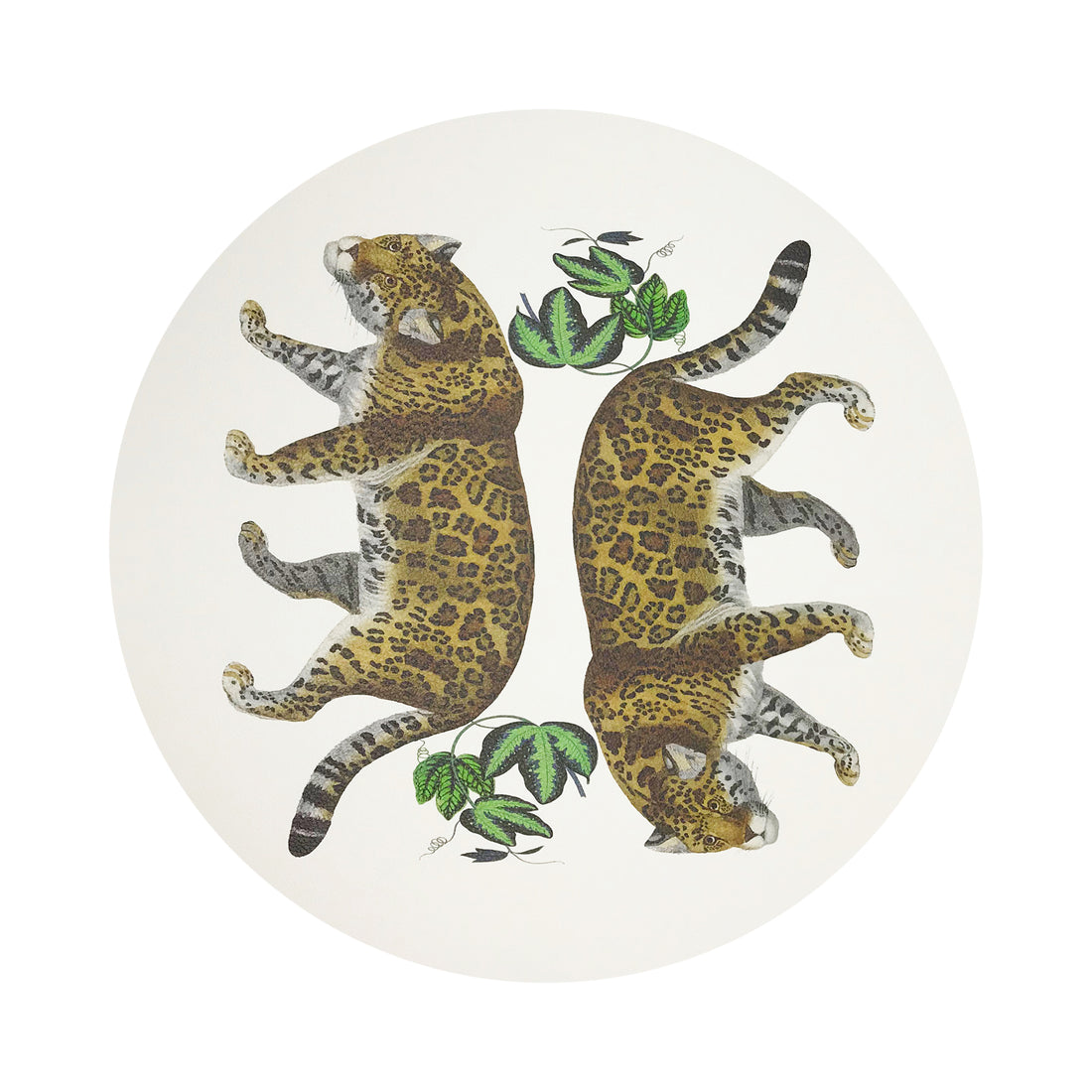 Leopard Seeing Double White 16" Round Pebble Placemats, Set of 4 - nicolettemayer.com