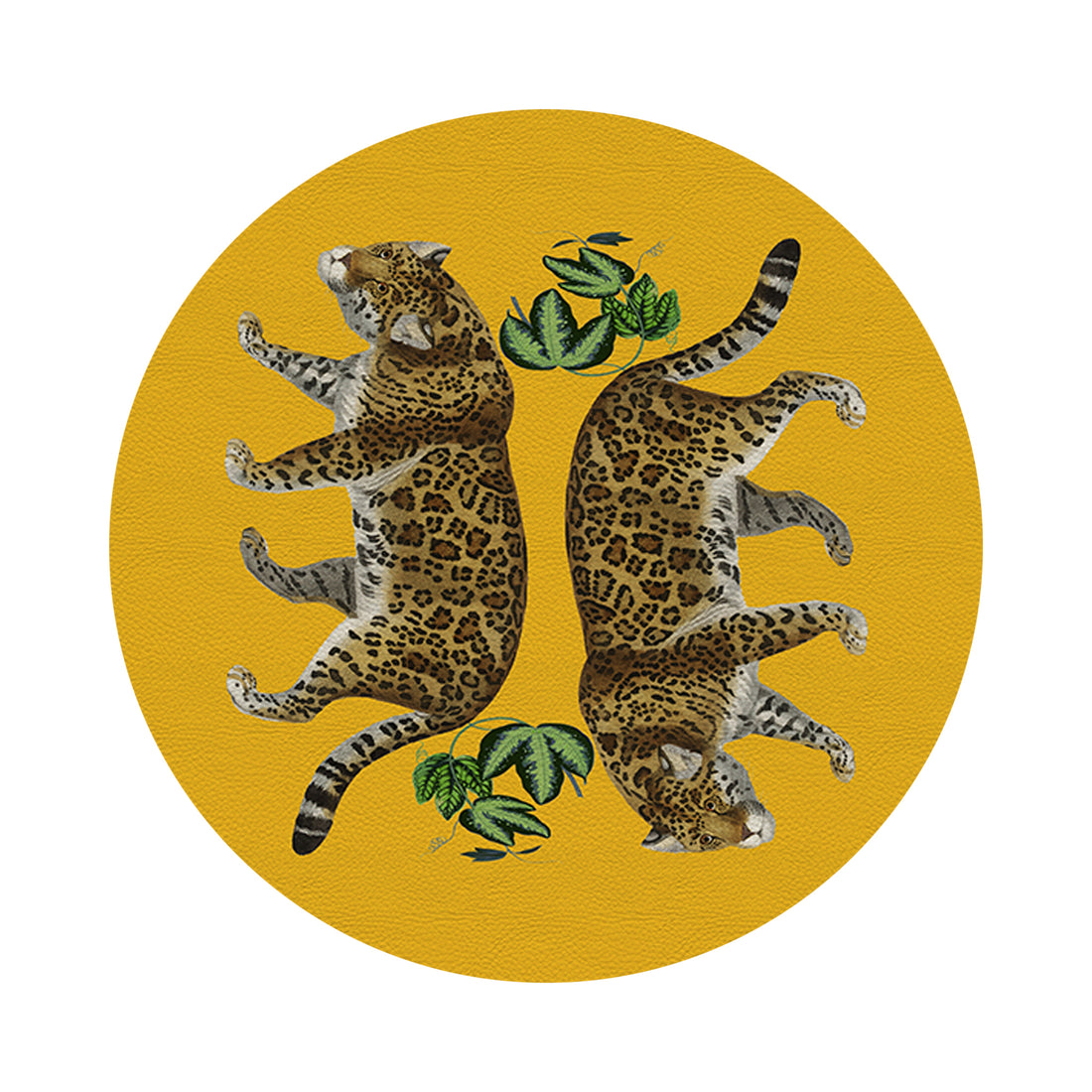 Leopard Seeing Double Yellow 16&quot; Round Pebble Placemat Set of 4 - nicolettemayer.com