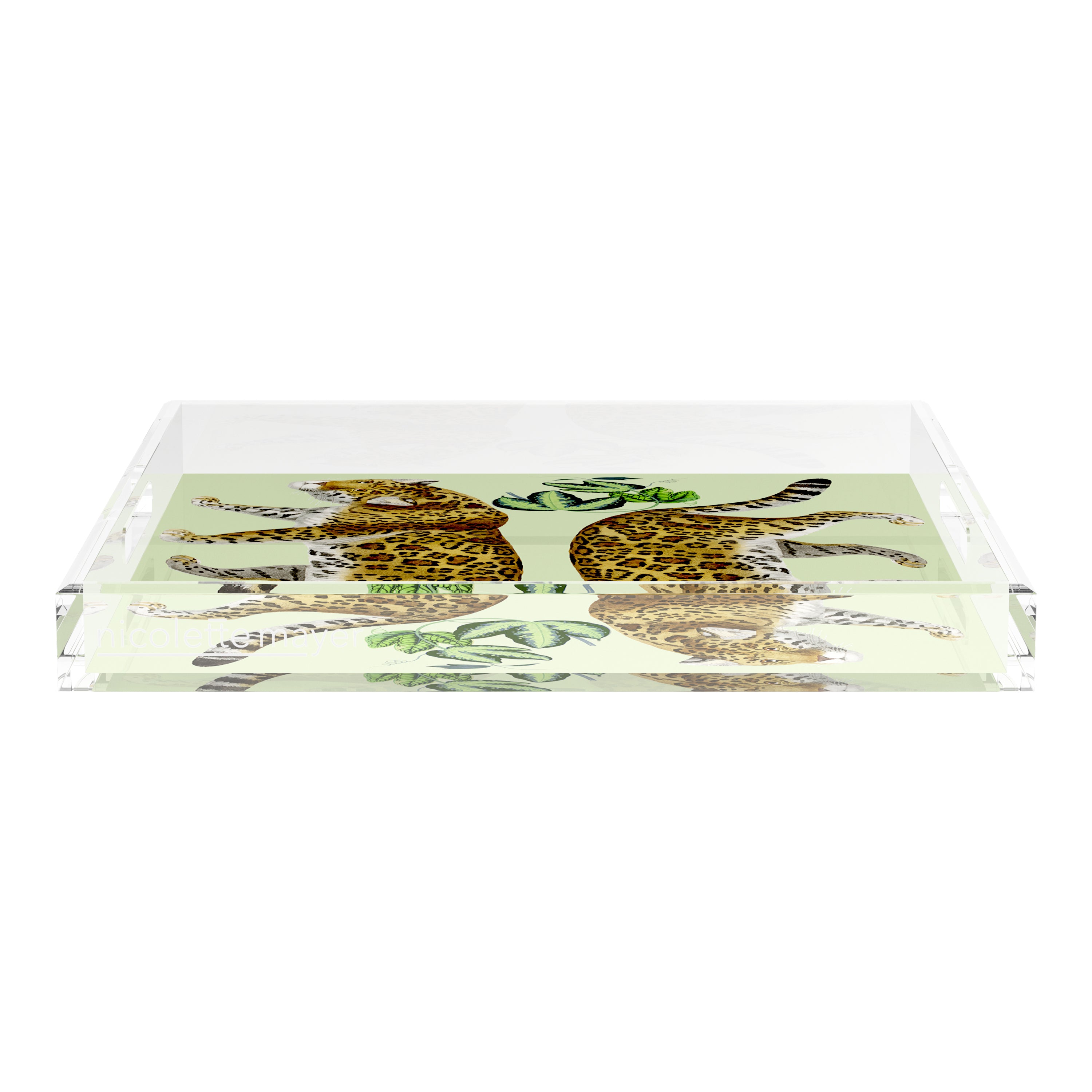 Leopard Seeing Double Avocado 18X18 Acrylic Tray - nicolettemayer.com
