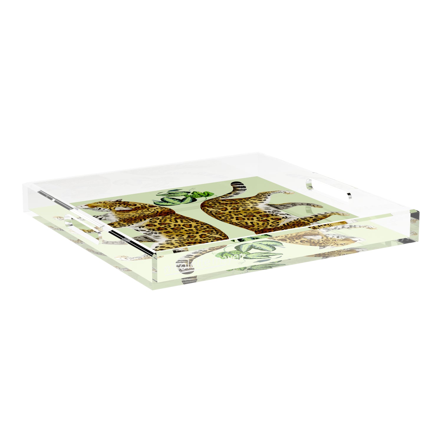 Leopard Seeing Double Avocado 18X18 Acrylic Tray - nicolettemayer.com
