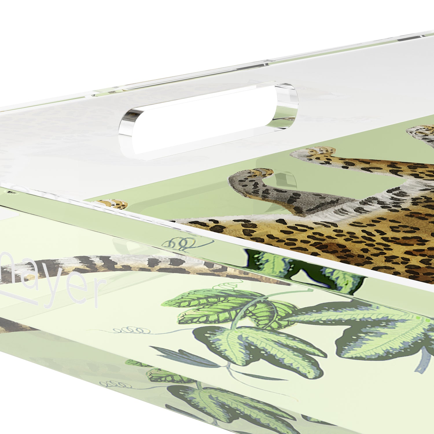 Leopard Seeing Double Avocado 18X18 Acrylic Tray - nicolettemayer.com
