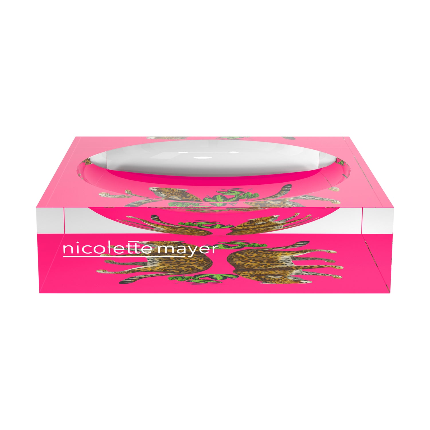 Leopard Seeing Double Hot Pink Acrylic Candy Catchall Dish - nicolettemayer.com