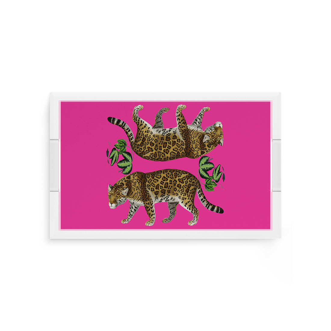 Leopard Seeing Double Hot Pink 12.5X7.75 Acrylic Tray - nicolettemayer.com
