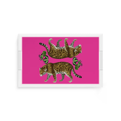 Leopard Seeing Double Hot Pink 12.5X7.75 Acrylic Tray - nicolettemayer.com
