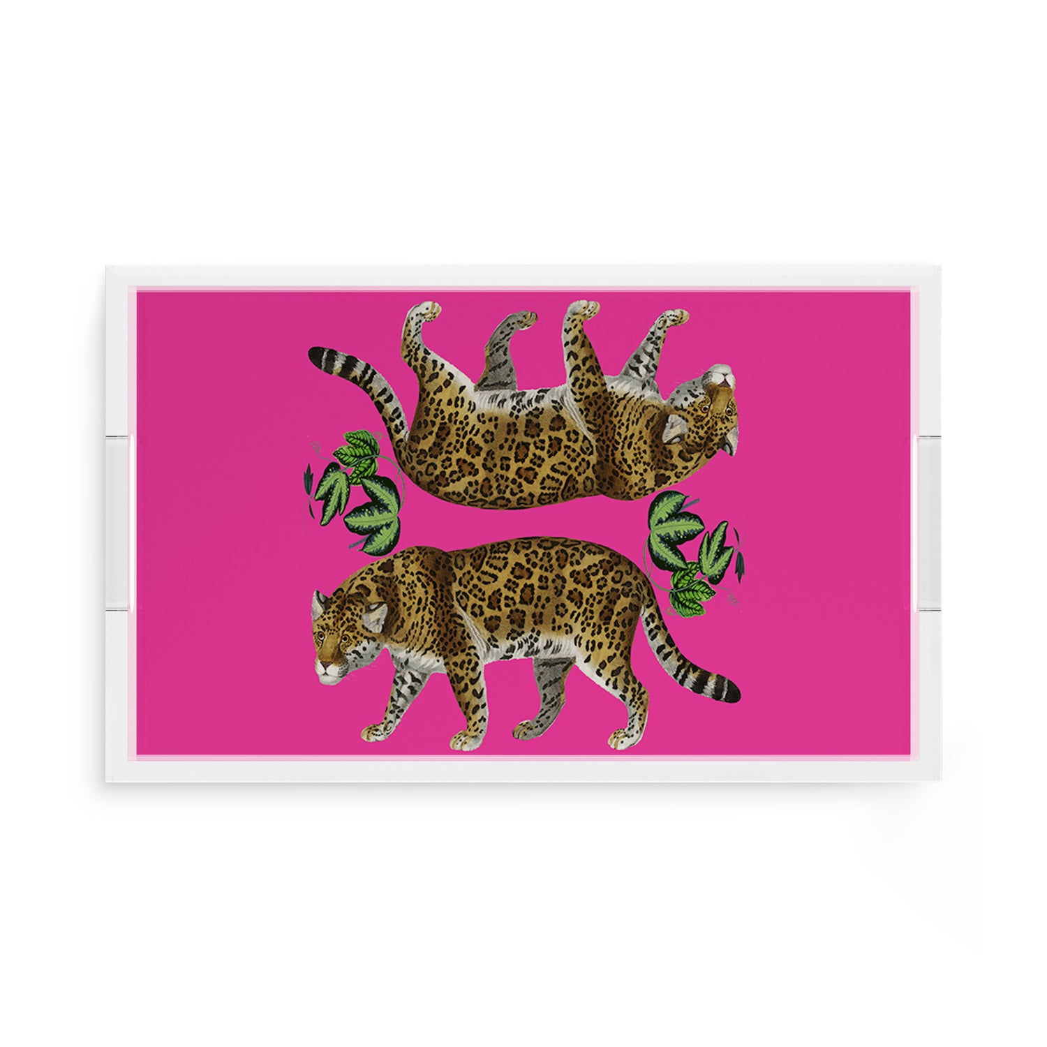Leopard Seeing Double Hot Pink 17X10.5 Acrylic Tray - nicolettemayer.com
