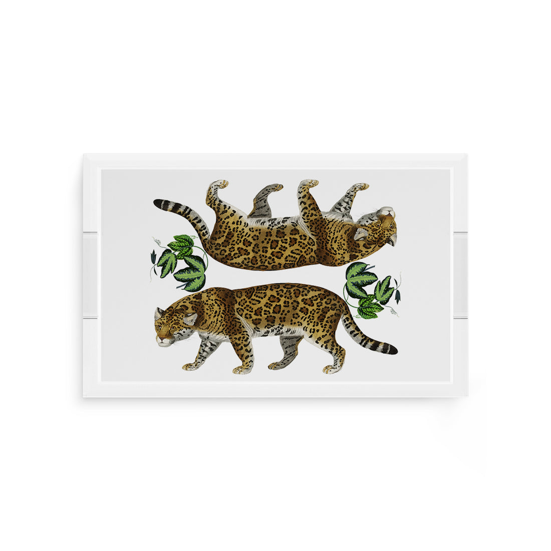 Leopard Seeing Double White 12.5X7.75 Acrylic Tray - nicolettemayer.com
