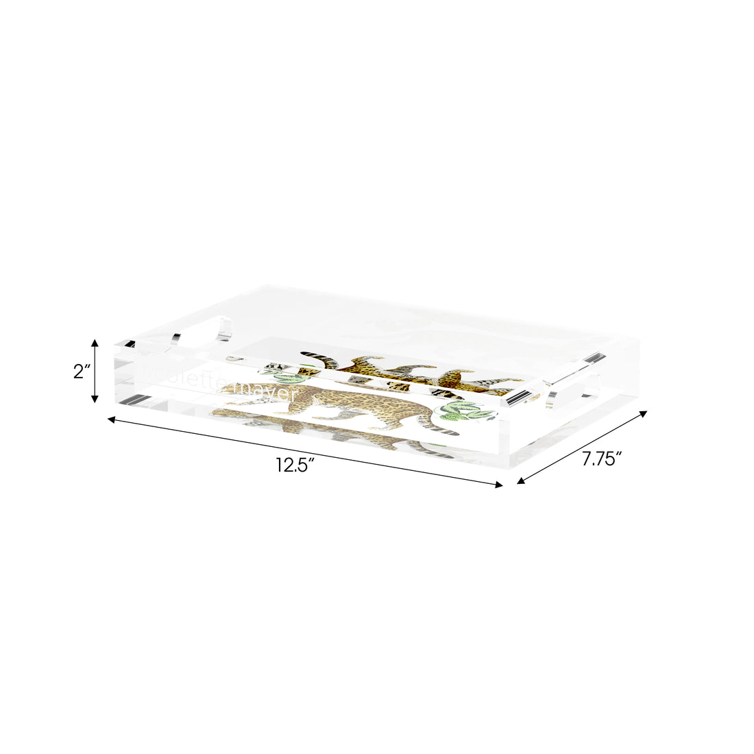 Leopard Seeing Double White 12.5X7.75 Acrylic Tray - nicolettemayer.com
