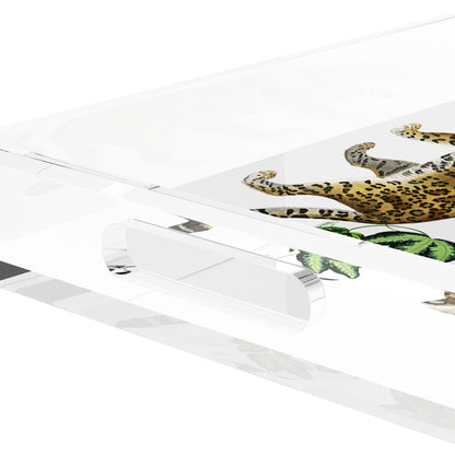 Leopard Seeing Double White 17X10.5 Acrylic Tray - nicolettemayer.com
