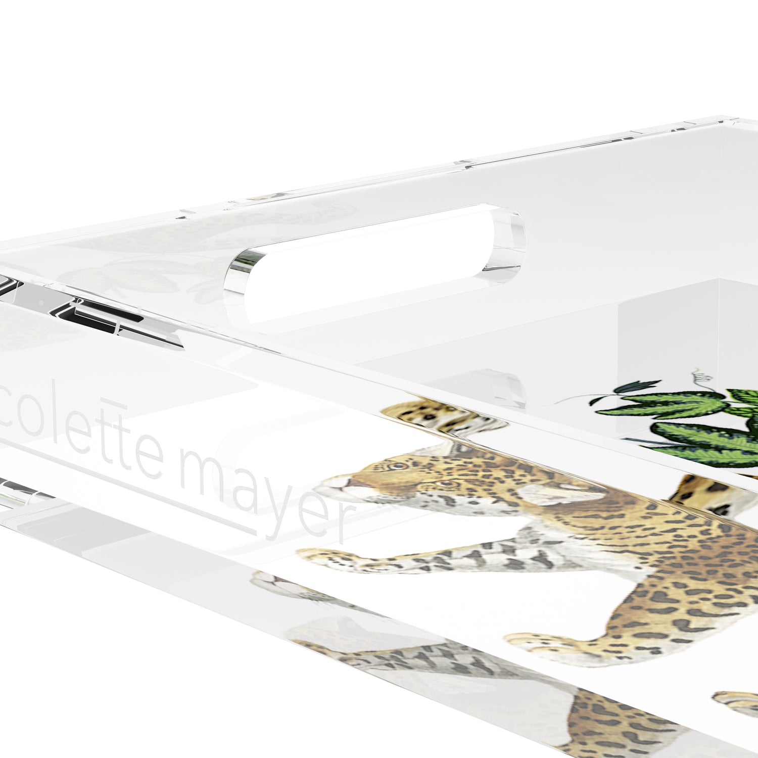 Leopard Seeing Double White 17X10.5 Acrylic Tray - nicolettemayer.com
