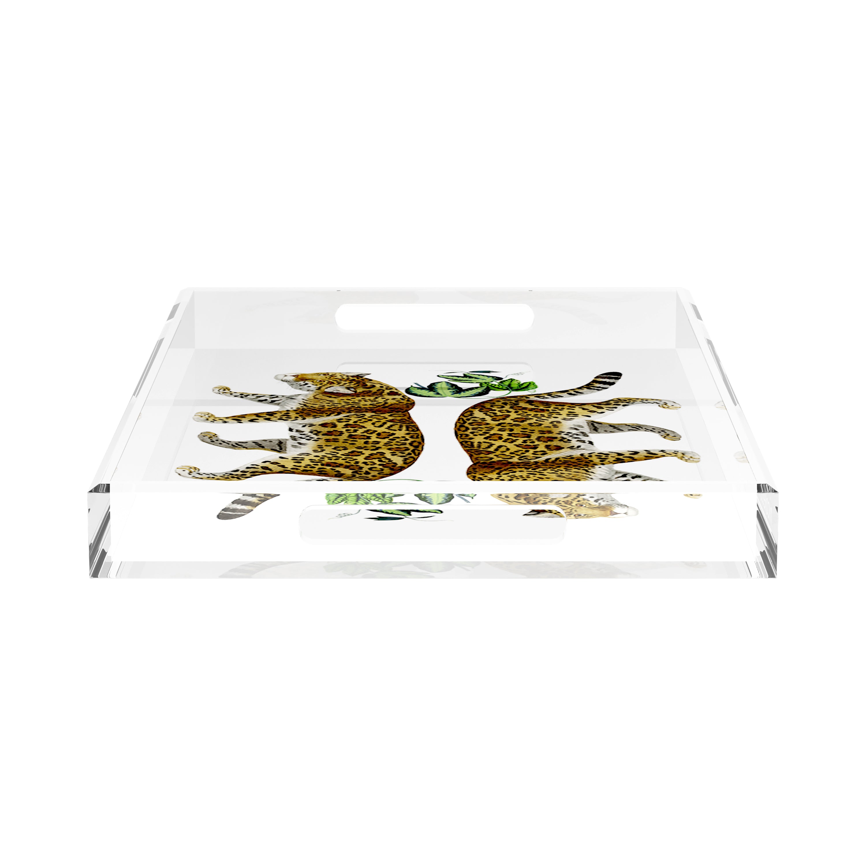 Leopard Seeing Double White 22.5X14.5 Acrylic Tray - nicolettemayer.com
