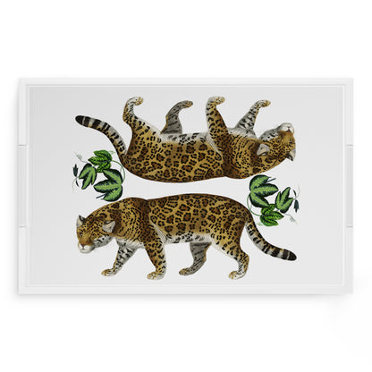 Leopard Seeing Double White 22.5X14.5 Acrylic Tray - nicolettemayer.com
